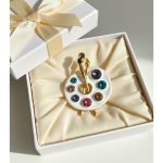 White Artist Palette Brooch with Colorful Crystals - Image 2
