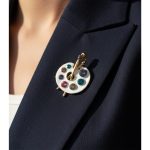 White Artist Palette Brooch with Colorful Crystals - Image 3