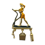 Treadmill walking fitness lady brooch with dangling dumbbell, bag and water bottle charms – Divalya jewelry