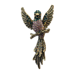 Jeweled bird brooch with outstretched wings and teal, lilac and iridescent crystals – Divalya jewelry