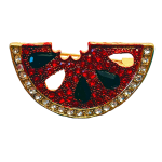 Sparkling red watermelon slice crystal brooch with black seeds – Divalya jewelry