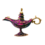 Enchanted purple genie lamp brooch with gold details – Divalya jewelry