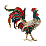 Colorful enamel rooster brooch with sparkling crystal body – Divalya jewelry
