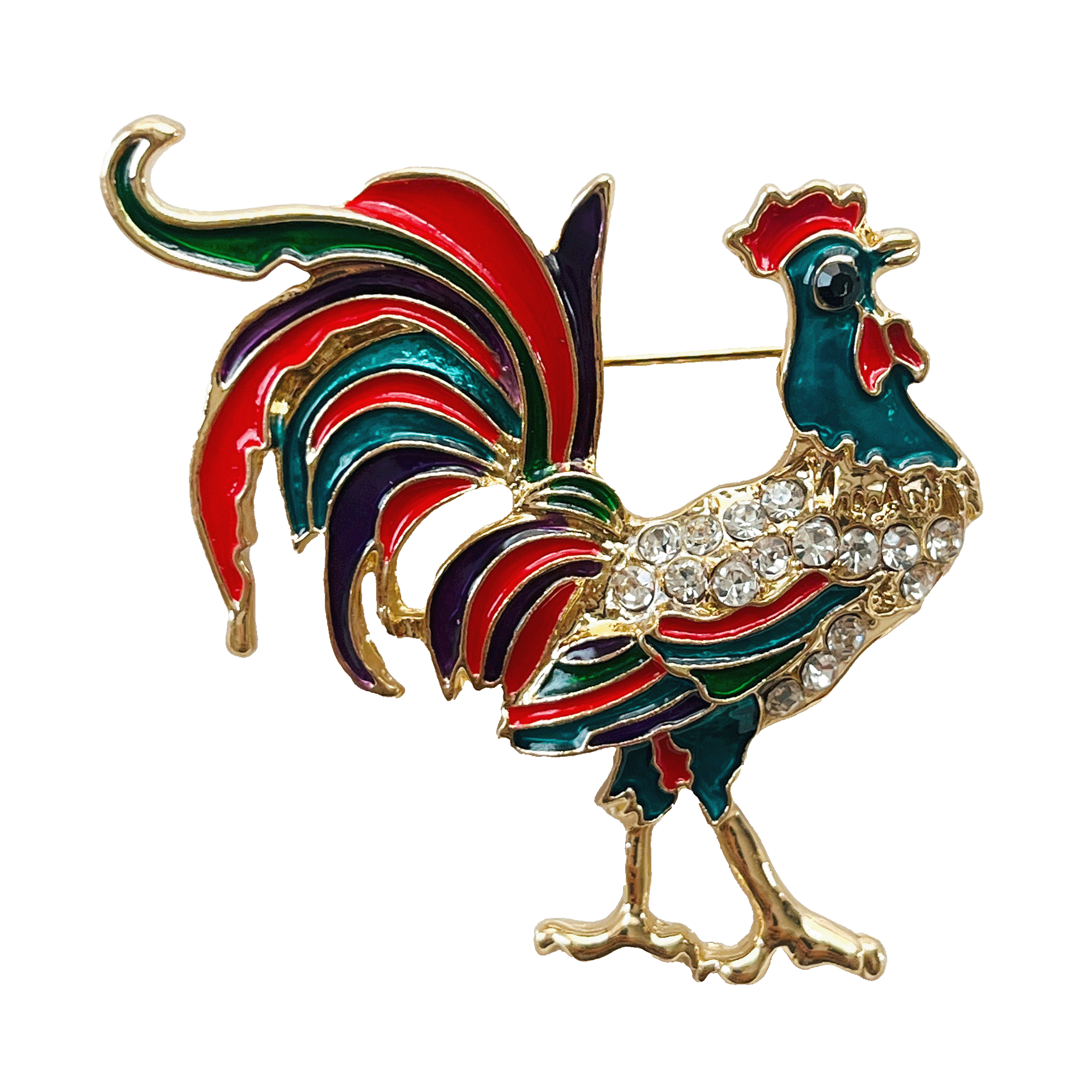 divalya-BR15-colorful-enamel-rooster-crystal-brooch-2000x2000 Colorful enamel rooster brooch with sparkling crystal body – Divalya jewelry