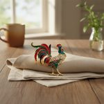 Colorful Rooster Brooch with Crystals - Image 2