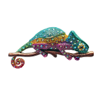 Rainbow crystal chameleon brooch on branch with multicolor stones – Divalya jewelry