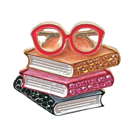 Colorful books and glasses crystal brooch for book lovers – Divalya jewelry