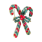 Sparkling red and green crystal candy cane brooch with festive bow – Divalya jewelry