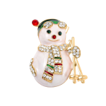 Sparkling crystal snowman brooch with enamel hat and striped festive scarf – Divalya jewelry