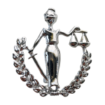 Silver Lady Justice brooch with scales, sword and laurel wreath – Divalya jewelry