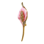 Pink calla lily brooch with gold stem and crystal accents – Divalya jewelry