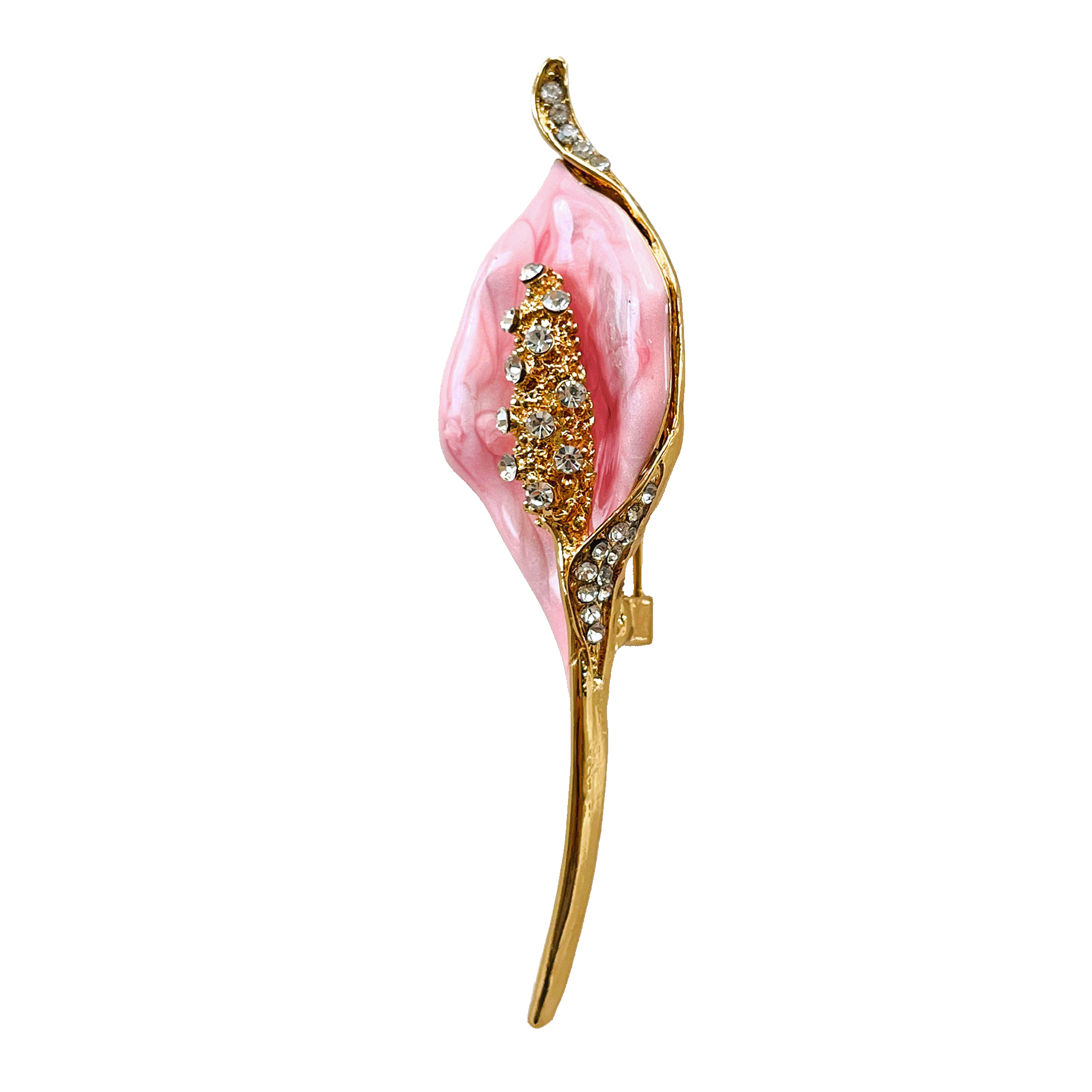 divalya-BR26-pink-calla-lily-crystal-brooch-2000x2000 Pink calla lily brooch with gold stem and crystal accents – Divalya jewelry