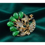 Green Peacock Crystal Brooch - Image 2