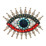 Radiant evil eye brooch with colorful crystals and silver rays – Divalya jewelry