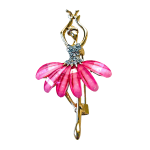 Pink ballerina brooch with crystal bodice and layered pink skirt – Divalya jewelry
