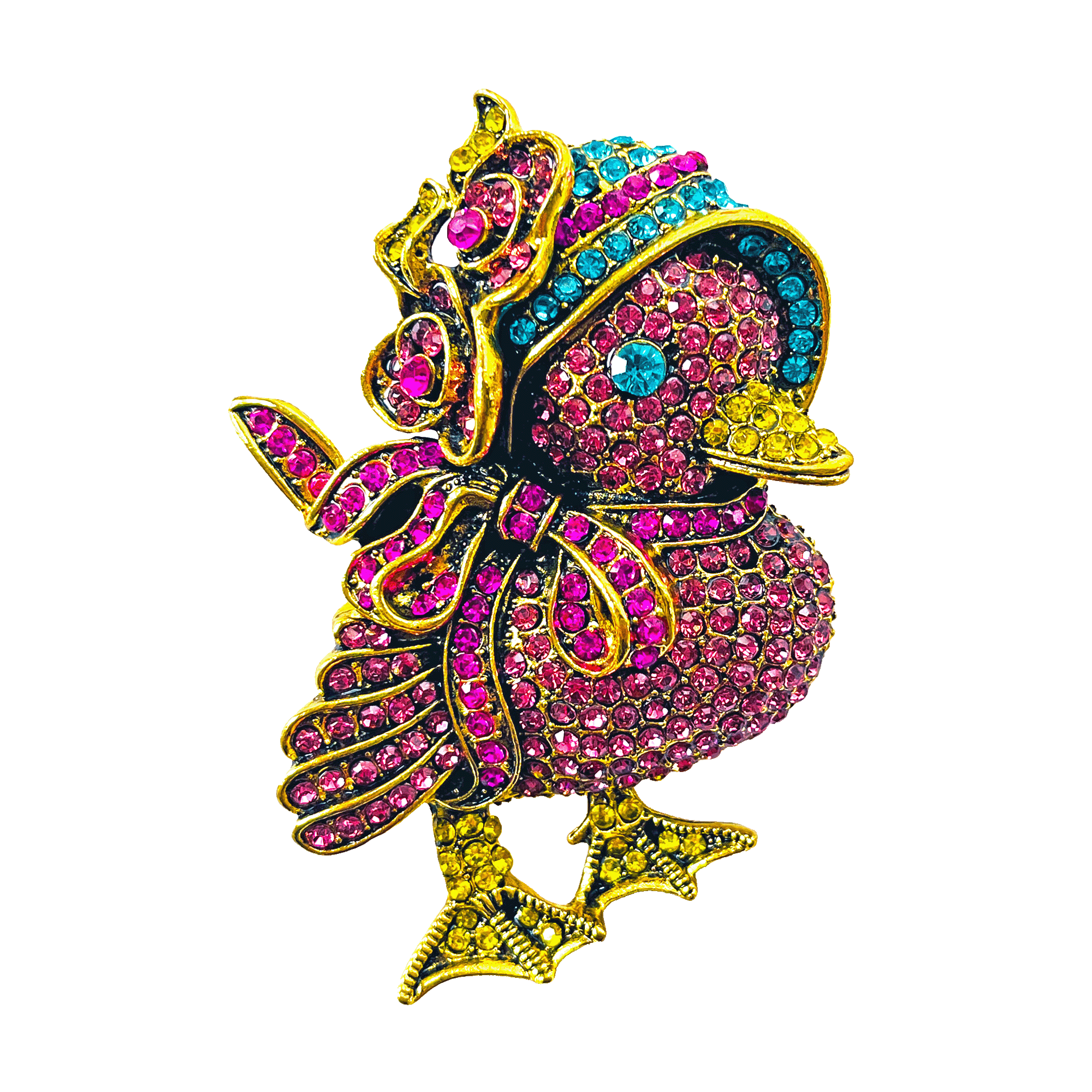 divalya-BR41-vintage-pink-crystal-bonnet-chick-brooch-2000x2000 Vintage pink crystal chick brooch with bonnet, bow and floral details – Divalya jewelry