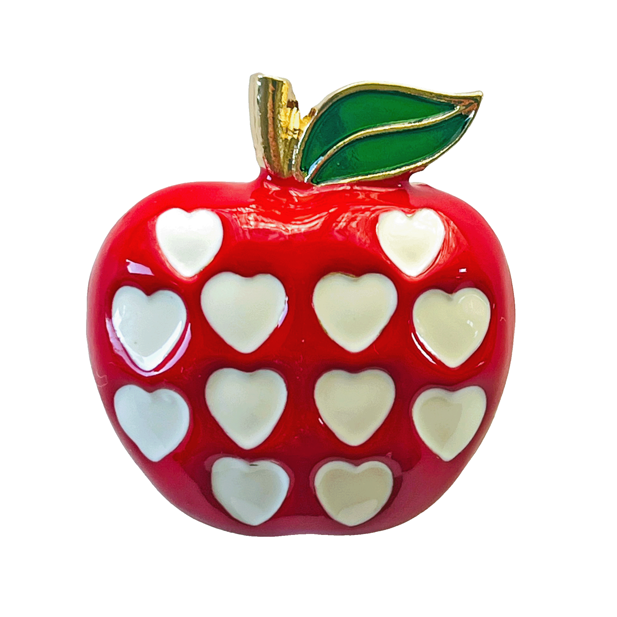 divalya-BR46-red-apple-brooch-with-white-hearts-2000x2000 Red apple brooch with white hearts and green leaf – Divalya jewelry
