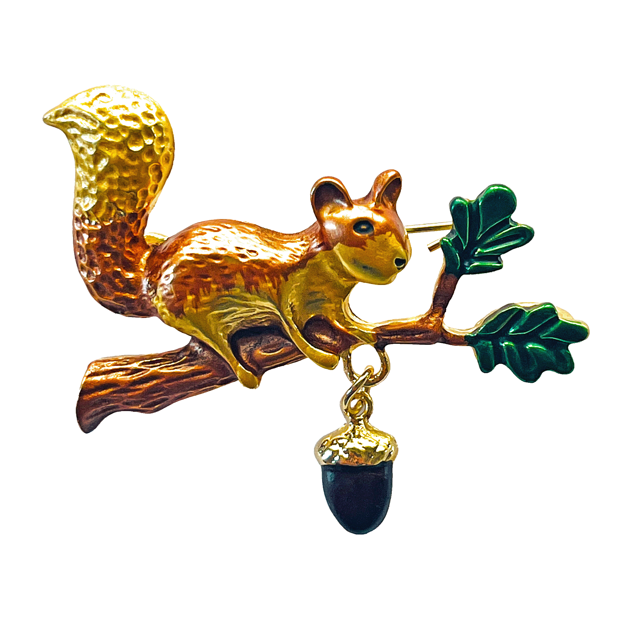 divalya-BR47-golden-squirrel-on-branch-acorn-brooch-2000x2000 Golden squirrel brooch on branch with green oak leaves and dangling acorn – Divalya jewelry