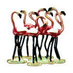 Pink flamingo flock brooch with long black legs – Divalya jewelry