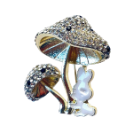 Sparkling crystal mushroom brooch with white enamel bunny – Divalya jewelry