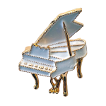 White grand piano brooch with gold details – Divalya jewelry