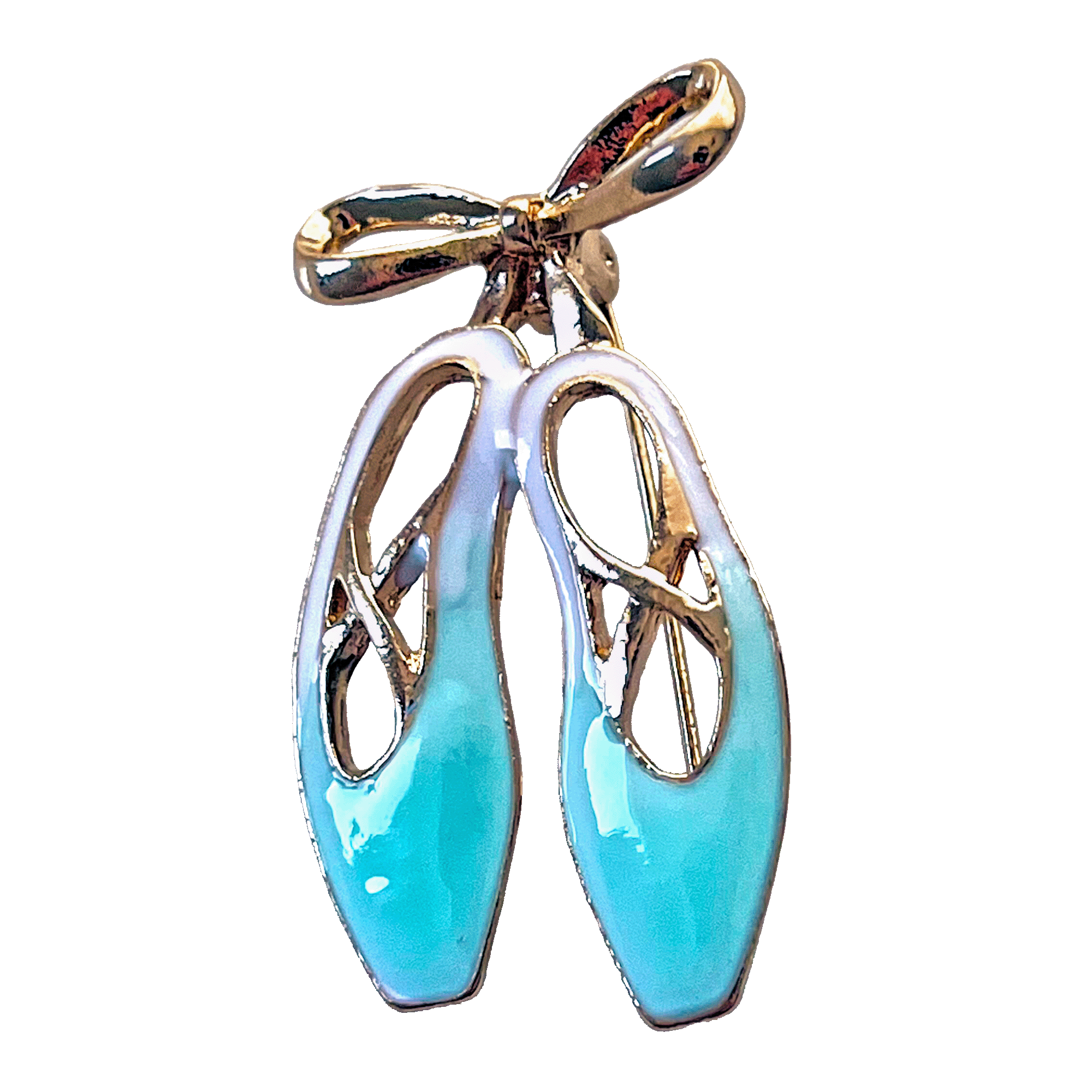 divalya-BR61-aqua-ballet-shoes-bow-brooch-2000x2000 Aqua enamel ballet shoes brooch with gold bow – Divalya jewelry