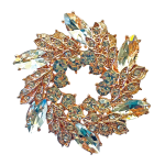 Rose gold wreath brooch with clear marquise and round crystals – Divalya