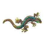 Colorful crystal lizard brooch with green eyes on gold base – Divalya
