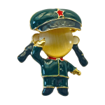 Saluting officer enamel brooch with dark green uniform and smooth oval face – Divalya