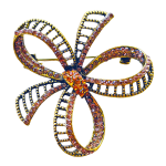 Vintage pink crystal ribbon bow brooch in antique gold tone – Divalya