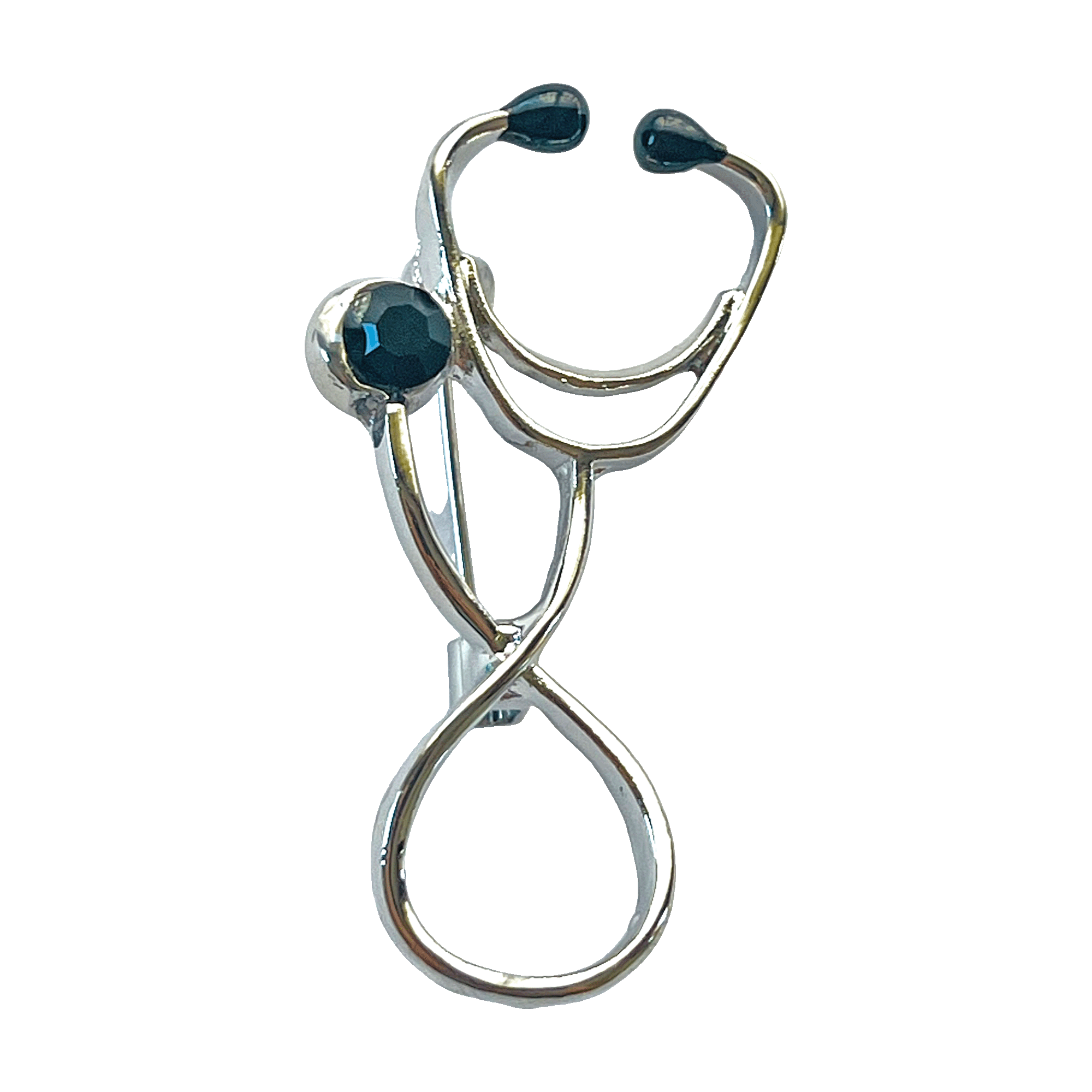 divalya-BR77-silver-infinity-stethoscope-brooch-2000x2000 Silver infinity stethoscope brooch with dark crystal – Divalya