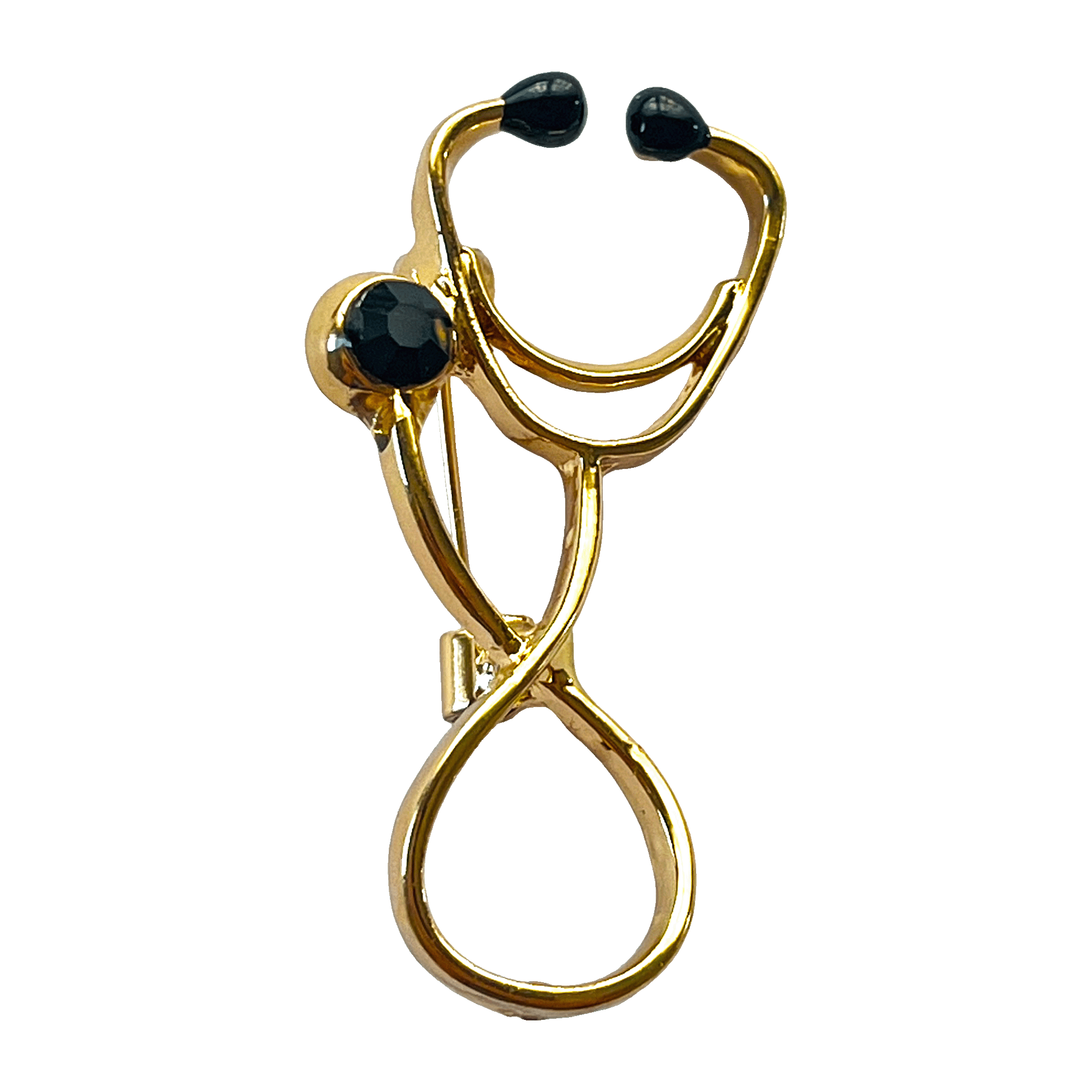 divalya-BR80-gold-stethoscope-infinity-brooch-2000x2000 Gold infinity stethoscope brooch with black crystal – Divalya