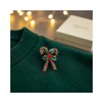 Sparkling Red & Green Crystal Candy Cane Brooch - Image 3